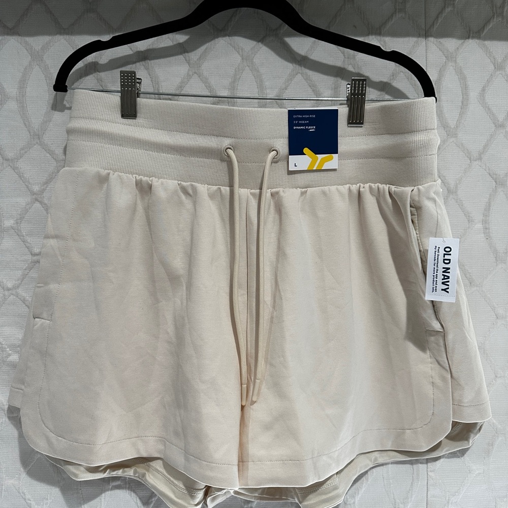 Old Navy Cream Athletic Shorts with Elastic Waistband